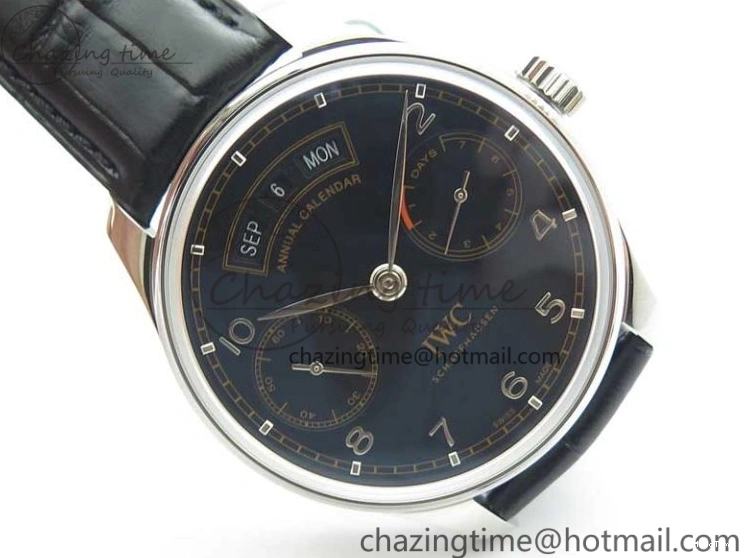 MIROTIME 0505 Portuguese Real PR Real Annual Calendar IW503502 ZF 1:1 Best Edition Black Dial Steel Markers on Black Leather Strap A StreetReady 7134